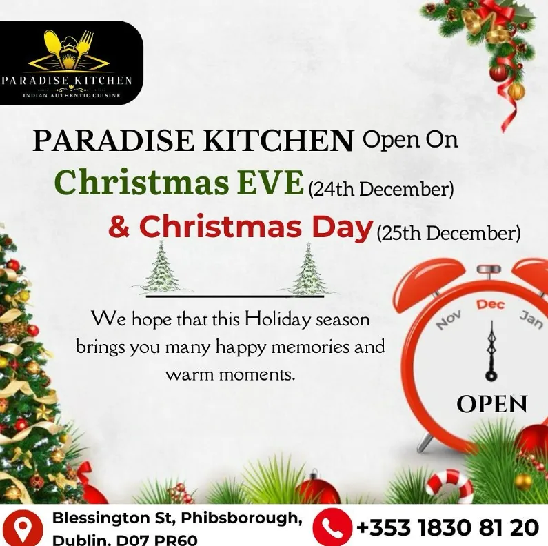 Celebrate Christmas with Authentic Indian Flavours at Paradise Kitchen Dublin